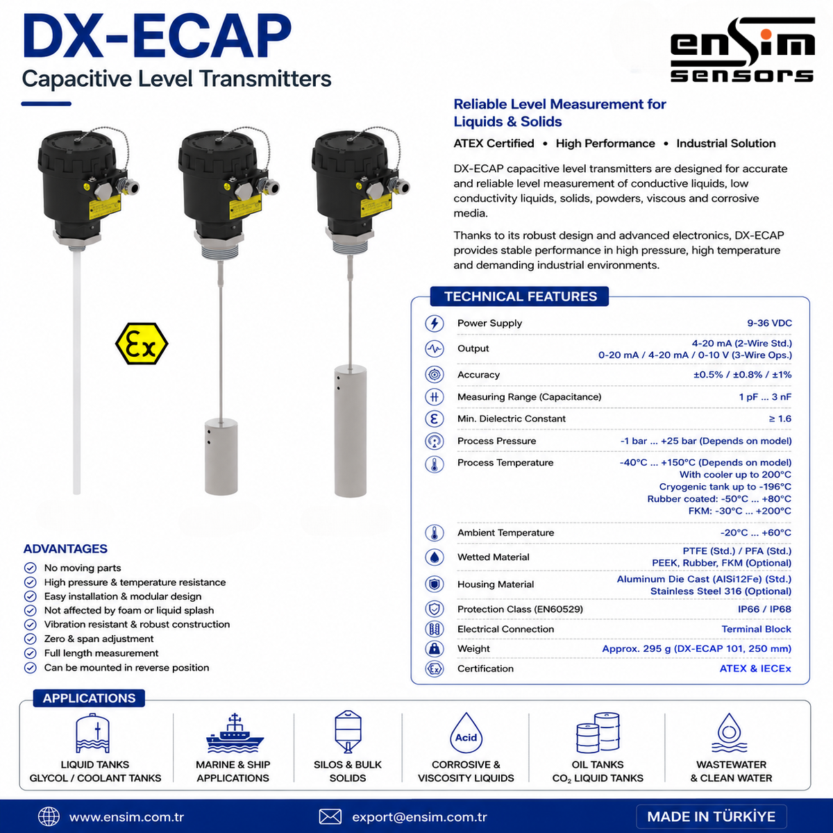 DX-ECAP Capacitive Level Transmitter: Reliable Level Measurement for Liquids, Solids and Chemical Media