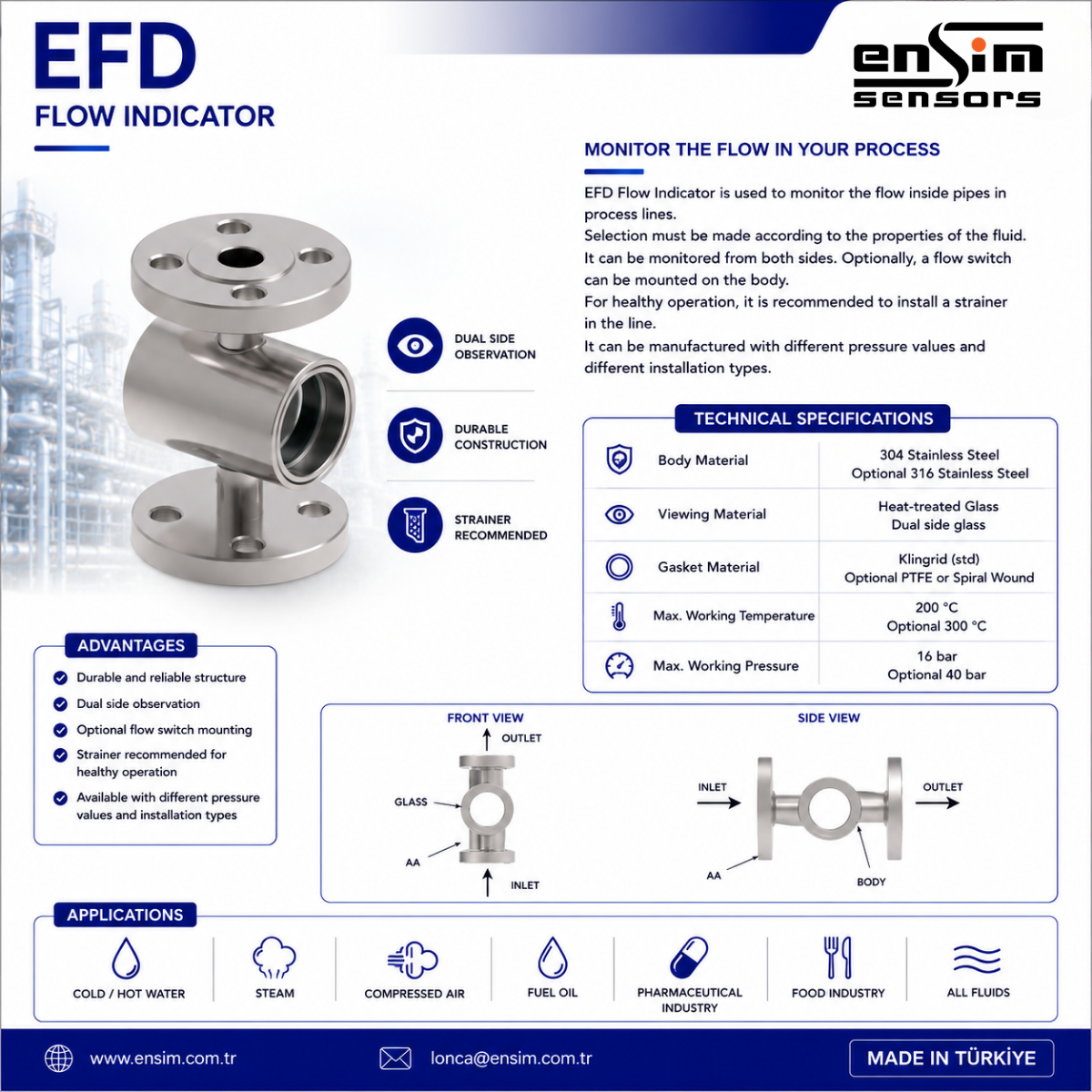 EFD Flow Sight Glass: Visual Flow Monitoring for Industrial Process Lines