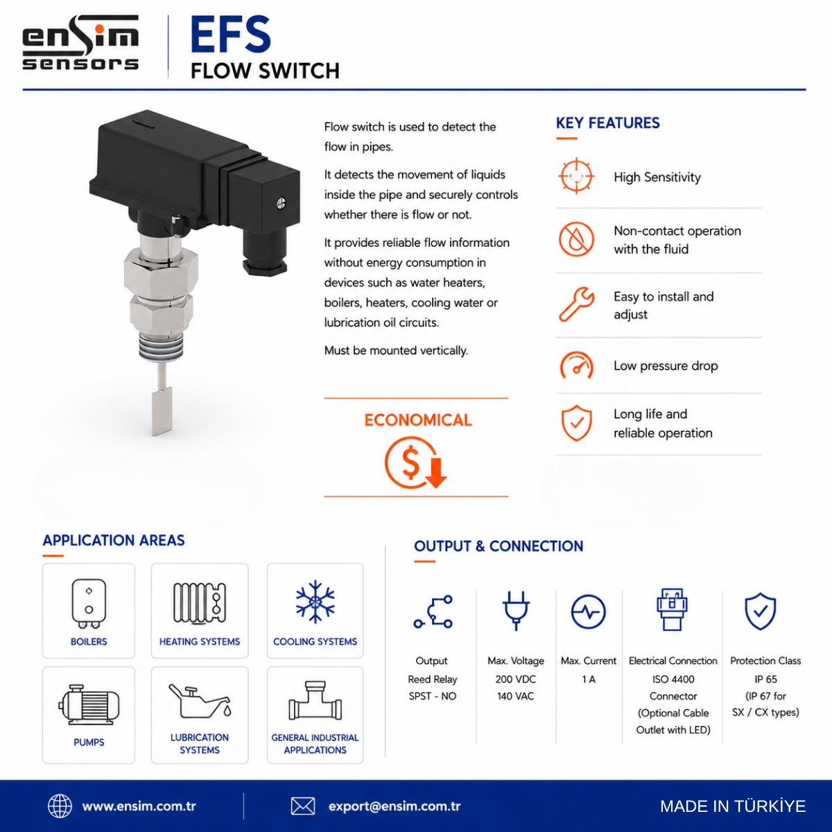 EFS 05 Flow Switch Series: Reliable Flow Detection for Water, Cooling and Lubrication Circuits