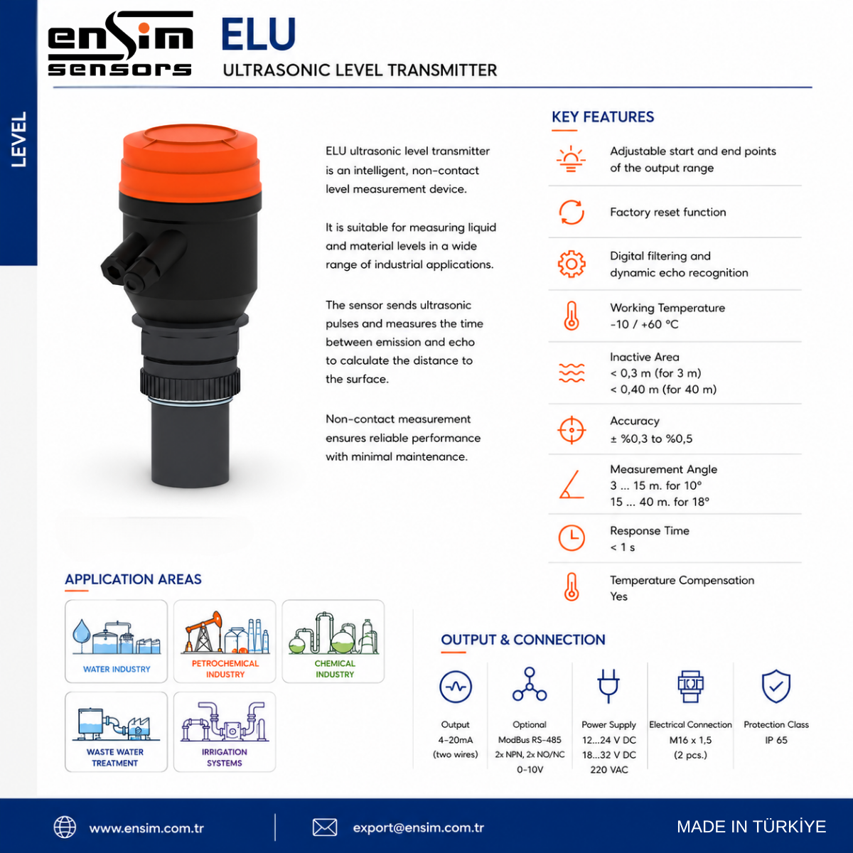ELU 804A Ultrasonic Level Transmitter: Intelligent Non-Contact Level Measurement for Industrial Applications