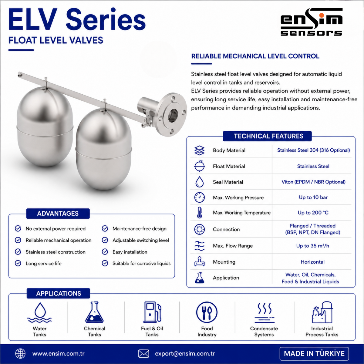 ELV Series Float Level Valves: Mechanical Liquid Level Control for Industrial Tanks