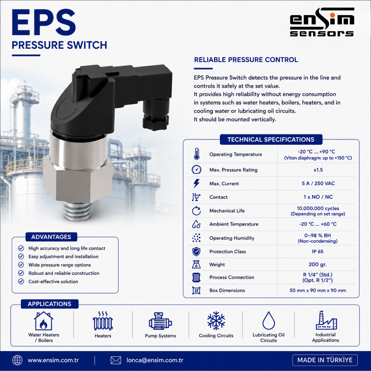 EPS Pressure Switch Series: Reliable and Economical Pressure Control for Industrial Applications