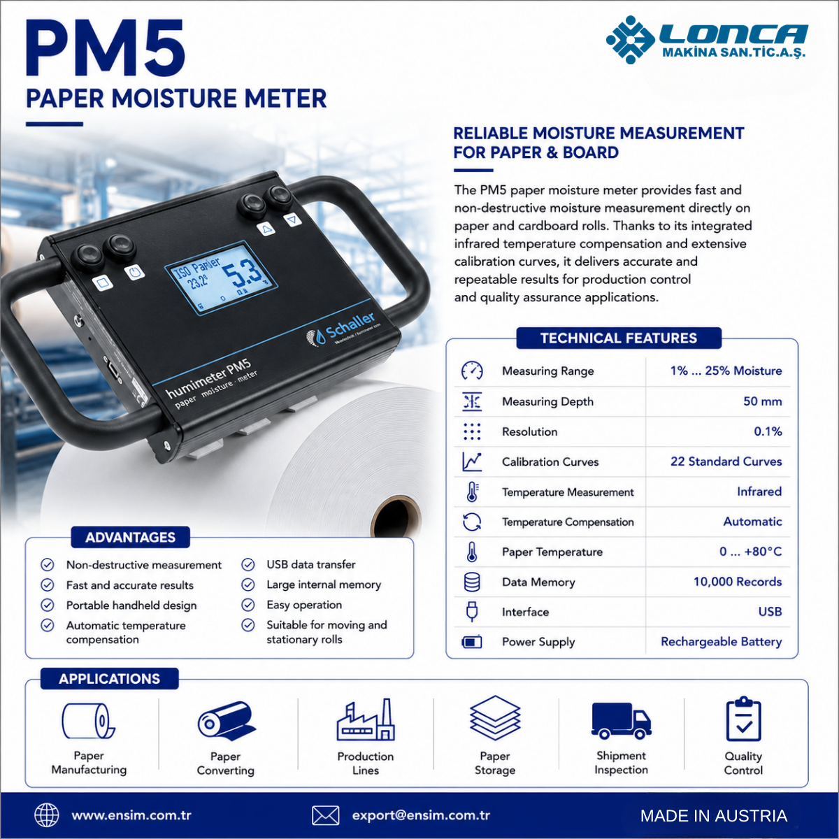 humimeter PM5: Non-Destructive Moisture Measurement for Paper and Board Rolls