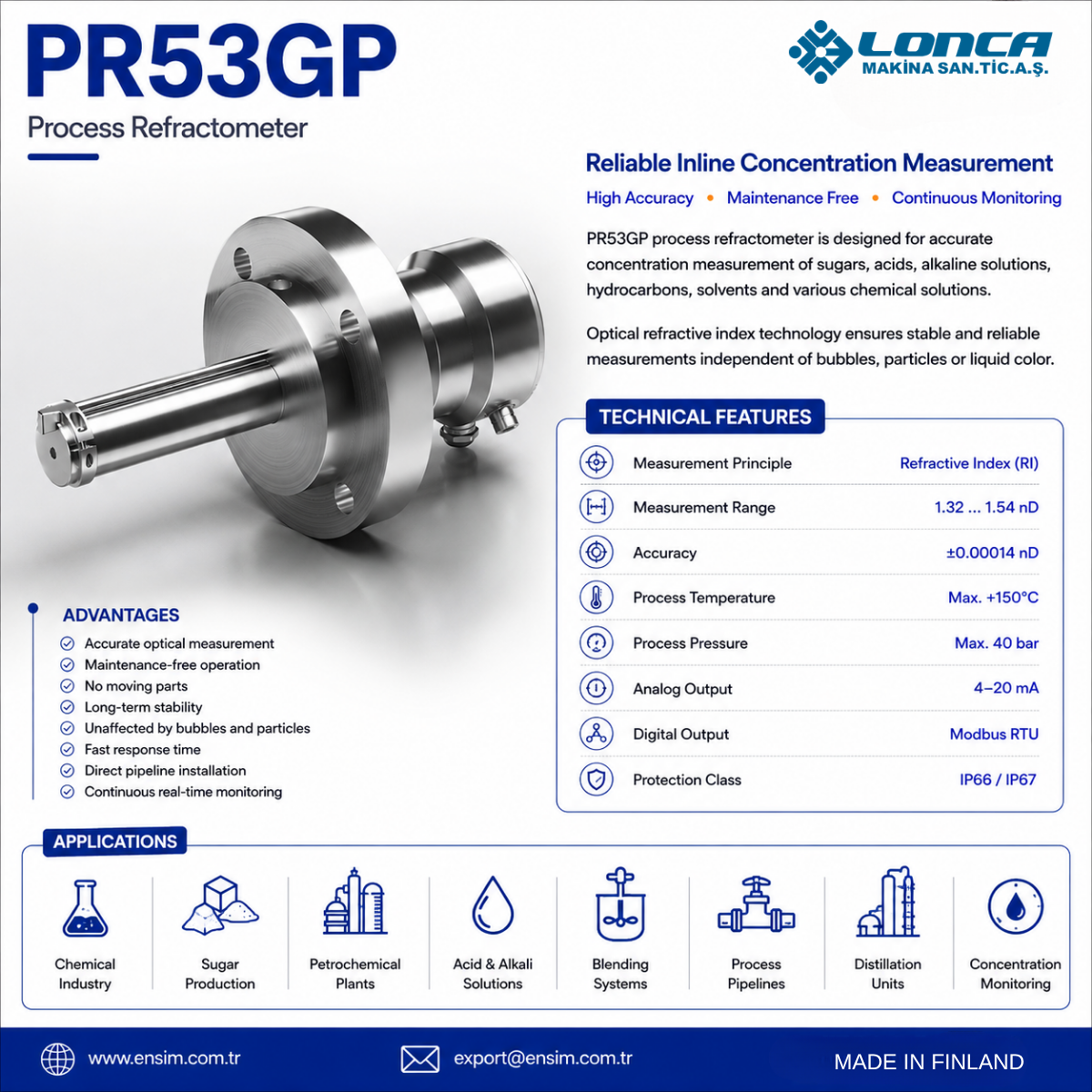 Vaisala Polaris PR53GP Probe Process Refractometer: Accurate Inline Concentration Measurement for Industrial Processes